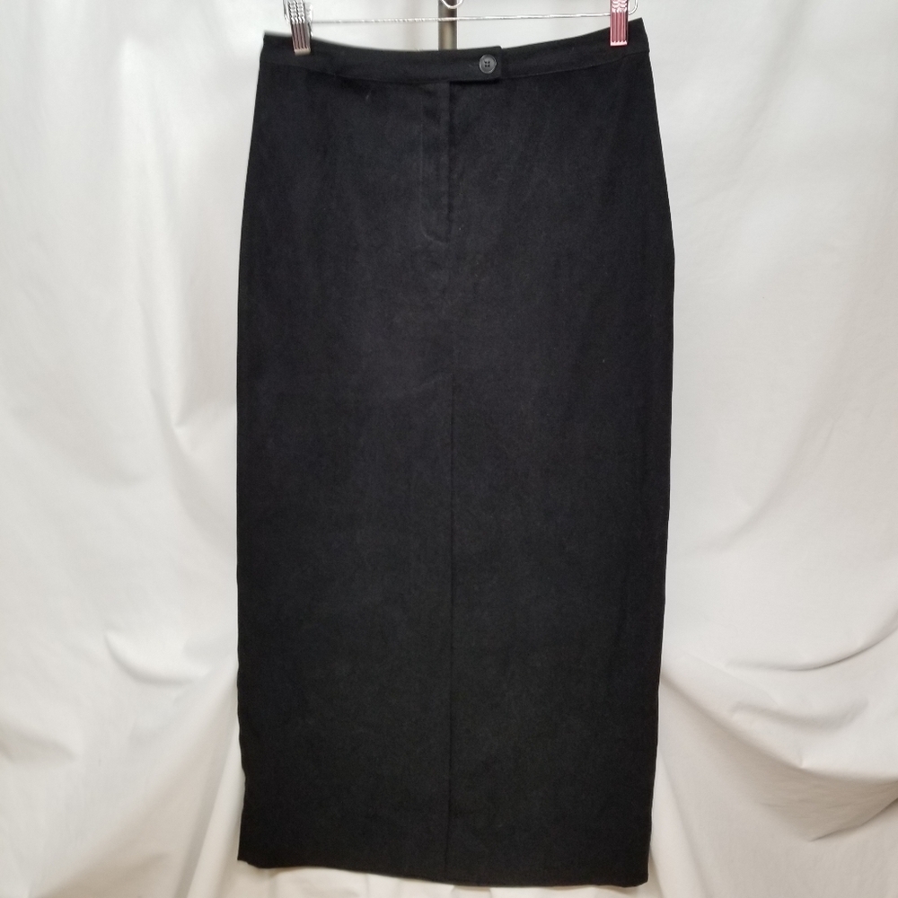 Express Retro Black Women's Low Pile Velvet Long High Front Slit Skirt Sz 9/10
